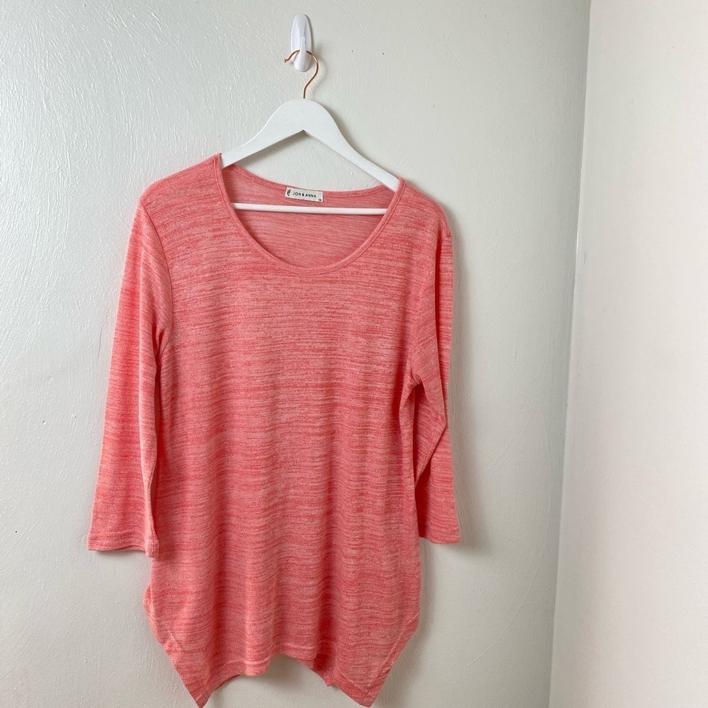 Women Sweater by Jon And Anna pink and White Sz IX